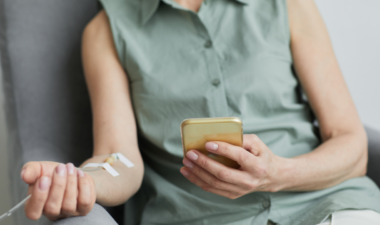 woman receives energy enhance iv therapy