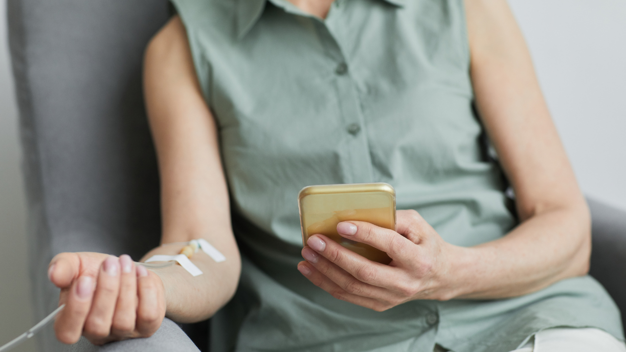 woman receives energy enhance iv therapy